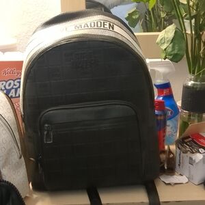 Steve Madden Black Backpack with Dome Shape and Textured Fabric